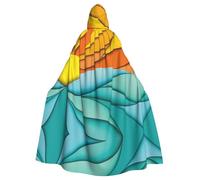 CHAbu Capa con capucha para cosplay con puesta de sol y amanecer con olas del mar del océano, disfraz de cosplay de la muerte, bruja, vampiros, diablo, fiesta de máscaras