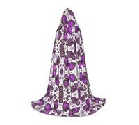 CHAbu Capa larga con capucha de mariposas color violeta y dorado para adolescentes, disfraz medieval para cosplay, fiesta, carnaval, accesorios de vestir