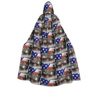 CHAbu Capa larga unisex con capucha de soldados militares de EE. UU., Día de los Caídos, disfraz de bruja, vampiro, disfraz de fiesta de 150 cm