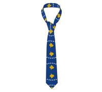 CHAbu Corbata clásica para hombre, diseño de bandera de Kosovo, para uso diario, vacaciones, fiestas, negocios, regalos, Negro, One Size