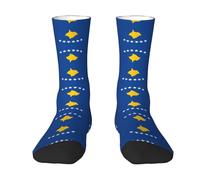 CHAbu Flag Of Kosovo - Calcetines deportivos para adultos, elásticos, transpirables, cómodos, para uso diario, fitness, al aire libre, unisex, 2 Negro-2, Altoa única