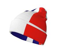 CHAbu Gorro de punto con la bandera de Francia, clásico, con puños, para otoño e invierno, cálido, suave, casual, al aire libre, camping, escalada, Negro, Talla única