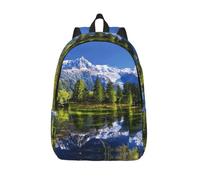 CHAbu Mochila de lona con diseño de montañas nevadas, gran capacidad, clásica, a la moda, para la universidad, trabajo, viajes, Black, M, Casual
