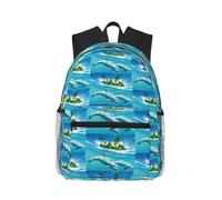 CHAbu Mochila informal para natación, diseño de delfín en el mar azul, ligera, clásica, para la universidad, viajes al aire libre, Black, One Size, Casual