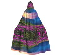 CHAbu Nature - Capa con capucha y flores moradas para cosplay, disfraz de muerto, bruja, vampiros, diablo, fiesta de máscaras