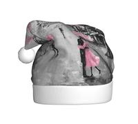 CHAbu Paris Street Eiffel Tower - Gorro de Navidad para adultos, diseño floral rosa, gorro decorativo de Navidad, suave, cómodo, fiesta de Año Nuevo, festivo, unisex