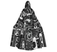 CHAbu Retro Cool Camera Collection - Capa larga unisex con capucha para adultos, disfraz de vampiro, bruja, juego de rol, fiestas, escenario, 150 cm