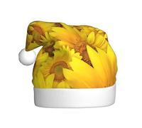 CHAbu Sombrero de Navidad para adultos, diseño de girasoles y flores amarillas, gorro decorativo de Navidad, suave, cómodo, fiesta de Año Nuevo, festivo, unisex
