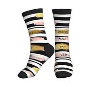 CHAbu Stripe Don'T Kill My Vibe - Calcetines deportivos de tubo medio para hombres y mujeres, transpirables, a la moda, atléticos, correr, fitness, uso diario, 3 Negro, Altoa única