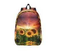 CHAbu Sunflowers Sunlight - Mochila de lona para libros, gran capacidad, clásica, a la moda, universidad, trabajo, viajes, Black, M, Casual