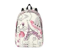 CHAbu The Eiffel Tower And A Bicycle - Mochila de lona para libros, gran capacidad, clásica, moda, universidad, trabajo, viajes, Black, M, Casual