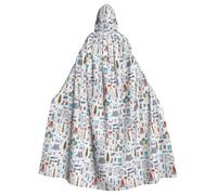 CHAbu The Nature Wildlands - Capa con capucha y patrón de actividades silvestres, disfraz de cosplay de la muerte, bruja, vampiros, diablo, fiesta de máscaras