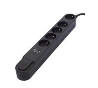 CHACON Base de diseño 5 x 16 A con Interruptor + 2 USB - 1,5 m - Negro