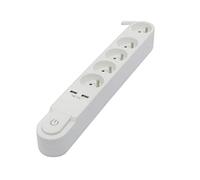 CHACON Base de diseño con Interruptor y 2 USB - 5 x 16 A - 3 m