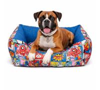 Chacon Cama Cuadrada para Perros y Gatos, Bang, 50x45x23 cm, 55x50x24 cm, 65x55x25 cm, Cojín Desenfundable, Relleno HCS Siliconado y Fibrablock, Multicolor (T1 50x45x23 cm)