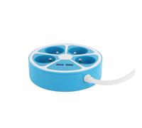 CHACON Regleta de diseño Circular 4X16 A Cable de 1,5 m con 2 USB-A + Interruptor - Azul
