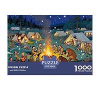 Chacra de Campamento en Plena Noche alboroto Puzzle De Madera Impermeable DIY Puzzles De 1000 Piezas para Adultos Imposible Rompecabezas Juegos Educativos