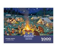 Chacra de Campamento en Plena Noche alboroto Puzzle De Madera Impermeable DIY Puzzles De 1000 Piezas Regalos para Adultos Colorido Rompecabezas Juegos Desafiantes