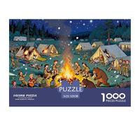 Chacra de Campamento en Plena Noche alboroto Puzzle De Madera Impermeable Puzzles De 1000 Piezas Regalos para Adultos Colorido Rompecabezas Decoración del Hogar