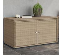 Chaduof Armario de almacenaje de jardín ratán PE Beige 110x55x60,5 cm, Armario Exterior Escobero, Mueble Exterior Almacenaje, Armario Exterior Jardin, Muebles Jardin Exterior - 365570