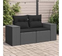 Chaduof Sofá de jardín 2 plazas con Cojines ratán sintético Negro, Sofa Jardin Exterior, Sofa Jardin Terraza, Sofas De Terraza, Muebles Jardin Exterior - 365992