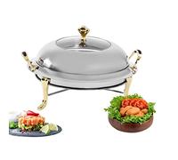 Chafing Dish - Bandeja de acero inoxidable redonda y duradera, marco duradero, llama ajustable, portátil, para gastronomía, fiestas y celebraciones familiares, bodas, eventos, camping