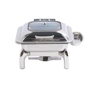 Chafing Dish Buffet Set | 6L Stainless Steel Food Warmer Keeps Meals Hot for Hours | Square Chafer with Glass Lid for Parties/Events/Catering | Sturdy & Simple to Maintain