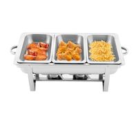 Chafing Dish Buffet Set de 3 recipientes de acero inoxidable, calentadores de alimentos de 2,5 L, cada compartimento para comida de catering