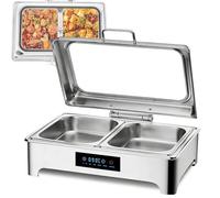 Chafing Dish Electrico para Buffet, 9L Calentador de Buffet Eléctrico Temperatura Regulable, Chafing Dish Calentador de Comida para Buffet in Acero Inoxidable con Tapa Visible(1/2 Pan)