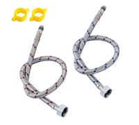 Chaflán plano de acero al carbono cilíndrico, Línea de suministro grifo flexible, paquete 2, acero inoxidable, 50 cm, agua fría y caliente, G1/2, G3/8, G9/16(G3/8)