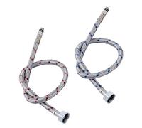 Chaflán plano de acero al carbono cilíndrico, Línea de suministro grifo, paquete 2, varios tamaños, acero inoxidable, flexible, 50 cm, agua fría y caliente(G9/16)