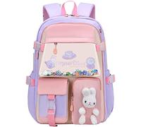 Chagoo Mochila de conejito para niñas, mochila de conejito malo, mochila de conejito de gran capacidad con múltiples bolsillos para la escuela (Purple, S)