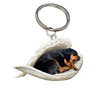 CHAHU Llavero acrílico con diseño de ángel durmiente para perro, diseño de alas de ángel, adornos colgantes para coche, para amantes de los perros