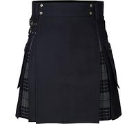 Chahuer Falda Plisada Escocesa De Vacaciones Escocesa De Color En Contraste De Color En Contraste para Hombre Gris XXL