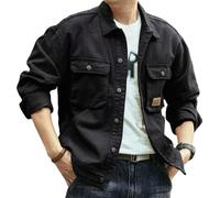 ChahuerOu Chaqueta Vaquera Retro Americana Para Hombre Street Trend Chaqueta Casual Con Múltiples Bolsillos Chaqueta Cargo Con Solapa De Botonadura Sencilla M