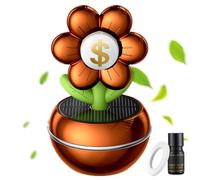 Chaies Ambientador Inteligente Para Coche, Difusor De Perfume Autoalimentado Por Energía Solar, Diseño Floral Símbolo De Prosperidad, Rotación De 360 Grados, Accesorios Decorativos Para Salpicadero