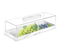 Chaies Cuenco para tartas con tapa, bandeja para servir acrílico, bandeja para galletas acrílicas, soporte para postres, soporte para tartas para reuniones familiares, cumpleaños, bodas