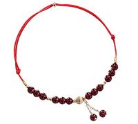Chain Natural Garnet Crystal Anklet Female Red Rope Transfer Beads Woven Temperament Anklet To Send Girlfriends Birthday Gift Fashion