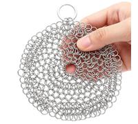 Chain Scrubber, Stainless Steel Mesh Heavy Duty Cleaner, Cast Iron Pan Scrubber For Cookware Frying Pans Skillets Dutch Ovens Woks BBQ Grill Kitchen Cleaning Home Outdoor Use Durable Tool