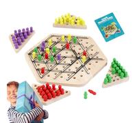 Chain Triangle Chess - 7.87in Wood | Logic Game | Interactive Strategy Board Games | Rubber Band Educational Toy For Parent-Child Play, Kindergarten Family Party, 2-4 Players