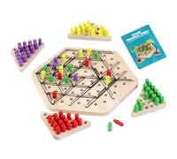 Chain Triangle Chess Game - Exercise Thinking Toy For Kids | Thickened Wood Material with Chessboard, Chassis, Pieces, and Rubber Bands, 2-4 Player Puzzle Strategy Game
