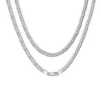 ChainsHouse 925 Silver Curb Link Chain Necklace for Men Women - 45cm Largo Personalizable Plata de Ley Collar de Cadena Cubana Hombres Mujeres Gratis Caja de Regalo