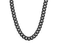 ChainsHouse 9mm ancho Collar de Cadenas Negras Cubano 55cm Cuello para Hombres Mujeres