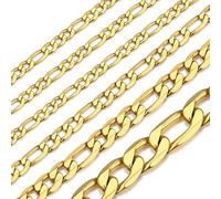 ChainsHouse 9mm Cadena Grande de Oro baño para Hombre Collar Italiano 60cm Cadenas Inoxidables