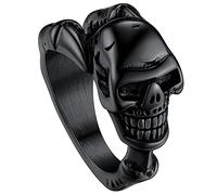 ChainsHouse Anillo Calavera Halloween Gotico Alianza Rokero Sellos Anillos Craneo Diablo, Tono Negro Talla 17 (57mm)