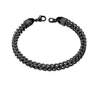 ChainsHouse Boutique Pulsera Hombres Cubano Negro Acero Inoxidable 4mm Ancho 21cm Largo Regalo para Novio Hijo Hermano Padre Dia de los Enamorados San Valentin