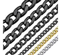 ChainsHouse Cadena Cubana Acero Inoxidable Negro Collar Chain Necklace Men Cadenas Cuello 5mm Ancho 55 cm Largo