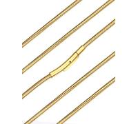 ChainsHouse Cadena Oro Mujer Hombre Cordones Serpiente Acero para Colgante Cordón Collar Dorado Liso 71 cm Largo 1.5 mm Ancho