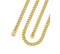ChainsHouse Cadenas Cuabans Hombre Cuello Impermeable Rock Acero Inoxidable Cierre Clip con Diamantes Simulados, 46cm - 61cm Largo 6mm Ancho, Joyero Incluido