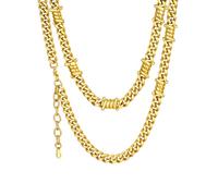 ChainsHouse Cadenas de Acero Oro Hombre Collar con Puas Rock Punk 7mm 51cm Joyeria Regalo para Amigo Novio